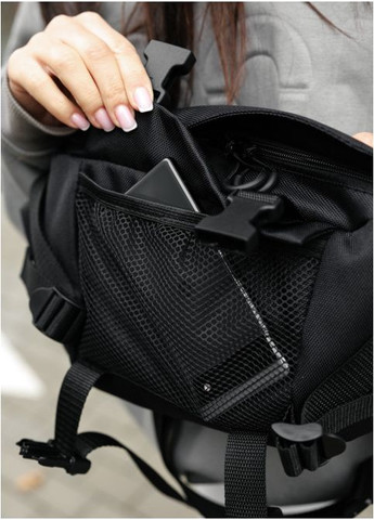 Велика тканинна жіноча поясна сумка бананка Чорна (872038721) Sambag (361244794)