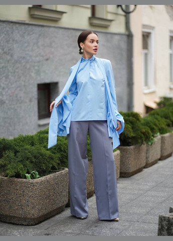 Голубая блуза в стиле бохо с воланами Україна