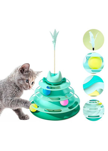 Игрушка DT705 Green Интеллектуальная 3-уровневая башня для кошек 15 шт. No Brand (387481917)