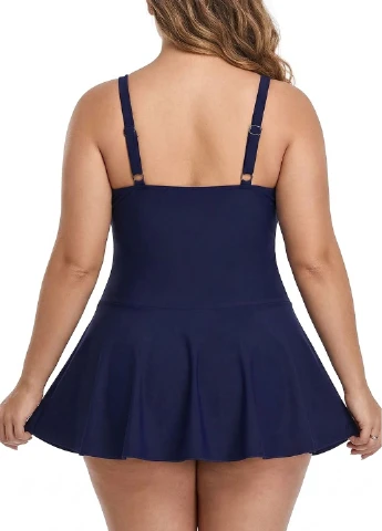 Синий летний слитный купальник-платье swimdress shekini (9460) балконет FS