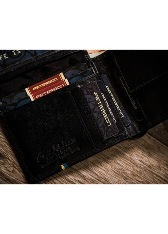 Горизонтальное кожаное черное портмоне в подарочной коробке. Peterson (360894331)