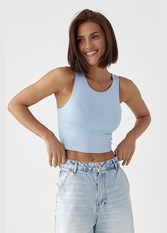 Однотонний кроп-топ із еластичної тканини - чорний колір Lurex (335077375)