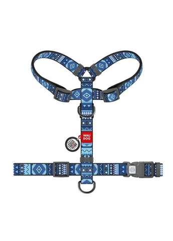 Шлея для собак анатомическая H-образная WAUDOG Nylon с QR паспортом, рисунок "Этно ", пластиковый фастекс,, Ш 20 мм, А No Brand (363198263)