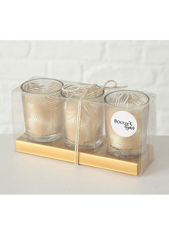 Набор свечей 3х h6 d5см золотое стекло (1009920) Boltze (364688958)