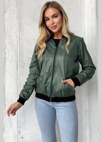 Зеленая демисезонная куртка женская зеленого цвета Let's Shop