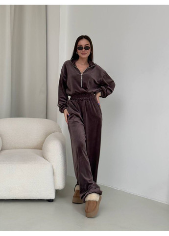 Велюровий комбінезон Osoblyva комбінезон-брюки темно-коричневий