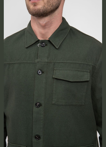 Зеленая демисезонная темно-зеленая хлопковая куртка Les Deux