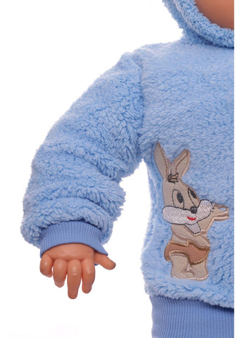 Блакитний зимній костюм із довгим рукавом для хлопчика трава із зайчиками блакитний 62 см (26347) BABYKROHA