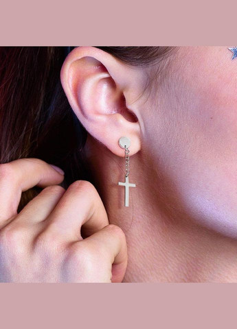 Сережка з сталі з підвіскою у формі хреста (фейк-плаги) PSFX021-ST Spikes (333698172)