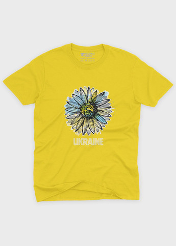 Жовта демісезонна футболка для дівчинки з патріотичним принтом квіти (ts001-5-sun-005-1-119-g) Modno