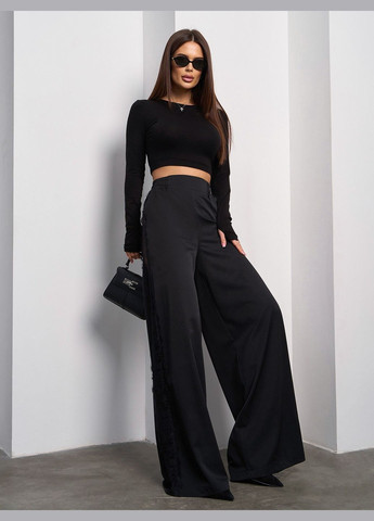 Трендовые брюки палаццо с кружевными вставками No Brand (322718171)