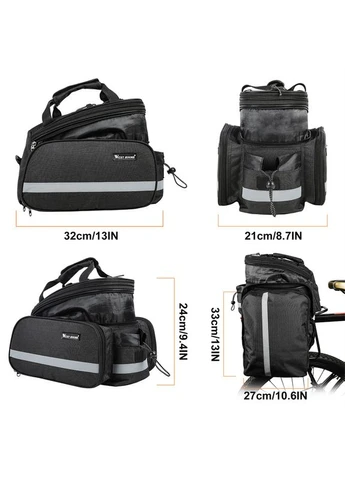 Сумка 3 в 1 на багажник велосипеда розкладна сумка-штани PRO 1298 Black West Biking (350349388)