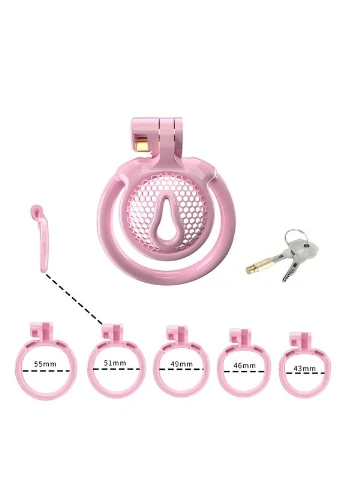 Чоловічий пояс вірності 3D Mini Chastity Cage ZX-1Z Flat Ring Arc-shaped ring Pink Bdsm4u (382519178)