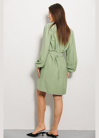 Салатова коротка сукня з довгими пудровими рукавами Arjen