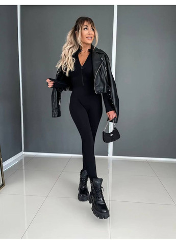 Женский обжимной комбинезон Україна комбинезон-брюки однотонный чёрный кэжуал флис