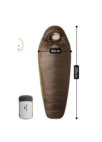 Спальник из натурального пуха Snowbird CNK2550WS014, р-р L, темно-коричневый 400 г Naturehike (399003739)