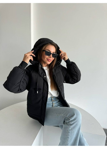 Черная зимняя 🧥 теплая женская куртка евро-зима DK/DL Мода без кордонів