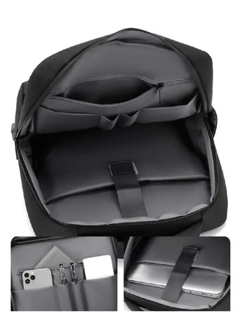 Рюкзак повсякденний міський з відділенням для ноутбука виходом для USB-проводу оксфорд 43х32х12 см 16 л (477563-Prob) Чорний Unbranded (298112421)