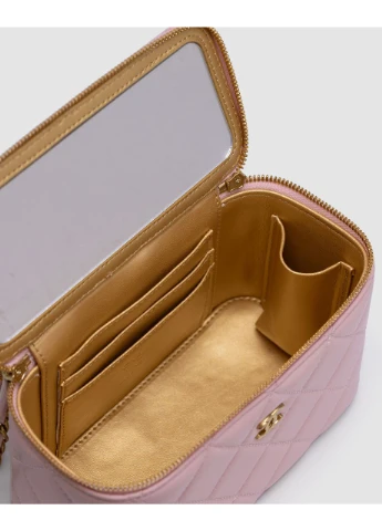 Сумка Chanel Classic Powder Lambskin Pearl Crush Vanity Bag Gold Шанель (377509551)
