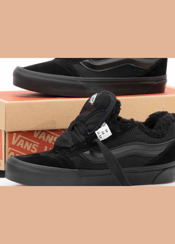 Кросівки зимові жіночі і чоловічі Vans KNU Skool winter black fur | Ванс КНУ чорні з хутром No Brand чорні зими (311225813)