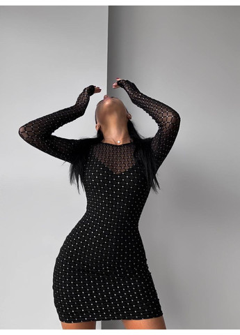 Чорна сукня жіноча святкова з стразами No Brand