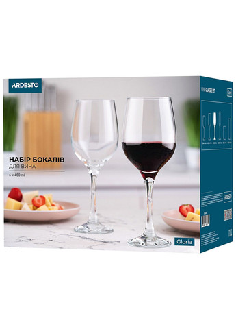 Набор бокалов для вина Gloria 6 шт 480 мл AR2648GW Ardesto (278368710)