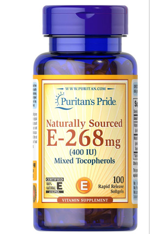 Вітамін Е Puritan's Pride Vitamin E-400 I.U 100% Natural Mixed Tocopherols 100 softgels Puritans Pride (291848551)