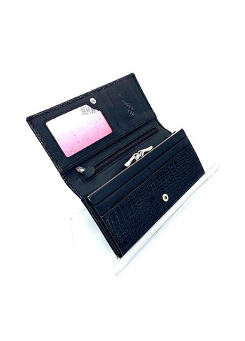 Кошелек женский кожаный лаковый классический черный на кнопке под рептилию Balisa (316710057)