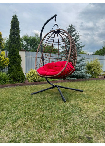 Подвесное садовое кресло качели (кокон/гнездо) SAN VITO с мягкой красной подушкой, Gordon (362213421)