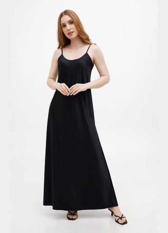 Черное коктейльное, вечернее шелковое платье-комбинация "lili" с боковым разрезом платье-комбинация Fayna однотонное