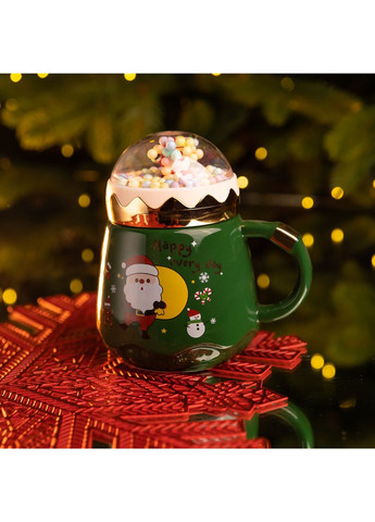 Чашка фарфоровая с крышкой Christmas 400 (мл) Зеленый FM-CS-41A Yiwu (370969217)
