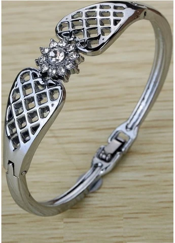 Ажурний сріблястий браслет зі стразами, 2244 No Brand (393963742)