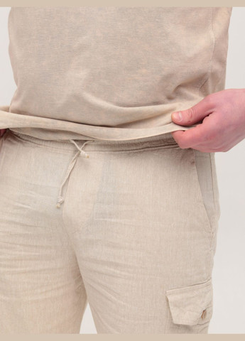 Шорты мужские бежевые льняные на резинке с карманами Jean Piere Пряма (324219718)