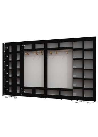 Шкаф-купе четырехдверный 370*60*250 см Венге магия 4 двери ДСП + Зеркало + Зеркало + ДСП ШК-02 Алекса (360478732)