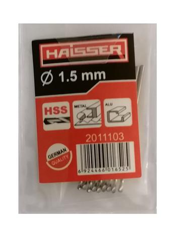 Сверло по металлу 1,5х18х40 мм цилиндрический хвостовик (DIN 338), (HS101002/2011103) 15832 Haisser (292565684)