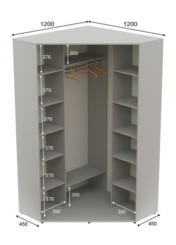 Шафа-купе дводверна кутова 120*120*230 Сірий ДСП/Дзеркало з піскострумним малюнком Угол-2 Алекса (360465933)