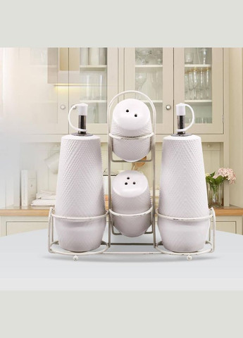 Набор для специй на подставке керамика White 5 предметов (MR-20002-04S) Maestro (334006520)