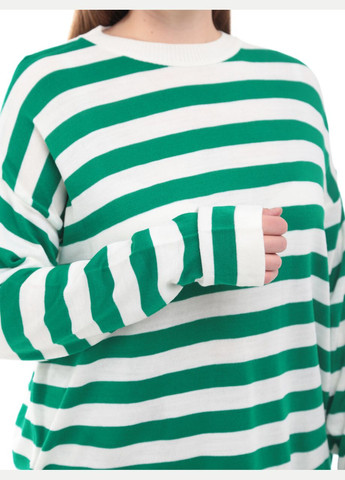 Зеленый демисезонный свитер женский зеленый в полоску удлиненный тонкий джемпер Karon Вільна