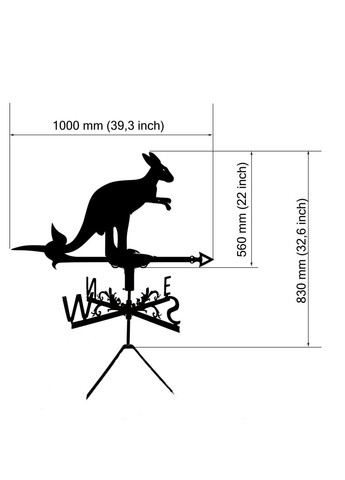Флюгер на дом Кенгуру, флюгер на крышу из металла 3 мм. No Brand (368896317)