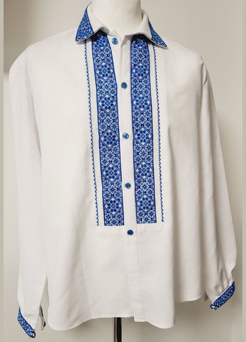 Белая мужская вышиванка ручной работы "лазурова" на домотканом полотне. Hand Made свободная, прямой хлопок, домотканное полотно (334349388)