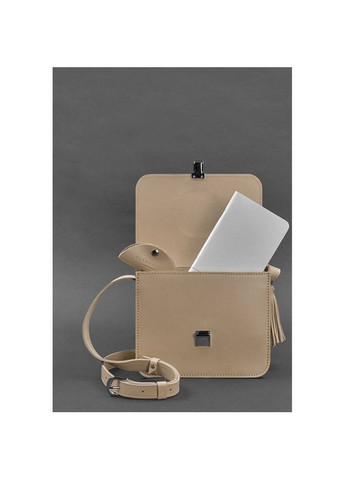 Сумка крос-боді через плече з натуральної шкіри жіноча для документів та для телефону маленька Світло-бежевий 40166 BlankNote (361970400)