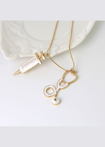 Кулон стетоскоп шприц підвіска доктора медсестри медичні інструменти золотий колір No Brand (352769170)