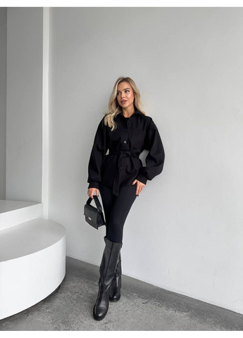 Чорне демісезонне Пальто-рубашка жіноче з кашеміру (заміри в описі) Vione