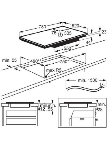 Варочная поверхность индукционная EIV84550 Electrolux (332957945)