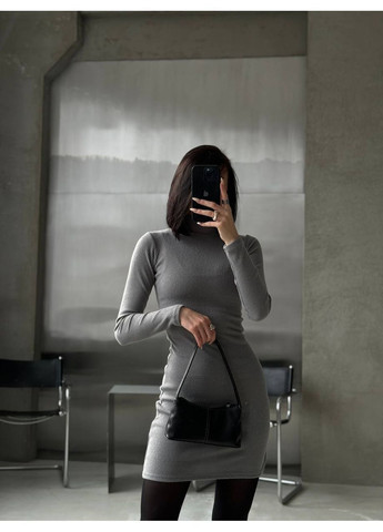 Серое повседневный платье женское Гермес однотонное