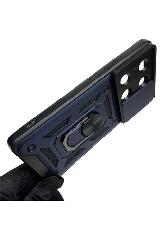 Чохол для POCO M6 Pro 4G броньований чоловічий з кільцем зі шторкою на сяомі поко м6 про 4г темно-синій rg1 Xiaomi (366020434)