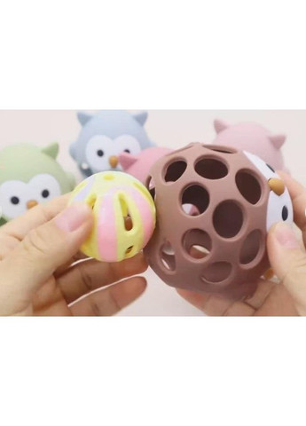 Силіконовий прорізувач-брязкальце Сова ніжно рожевий 2 в 1 Cheeks (350315148)