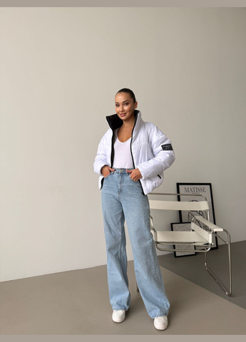 Чорно-біла демісезонна двухстороння жіноча курточка, синтепон 200 No Brand