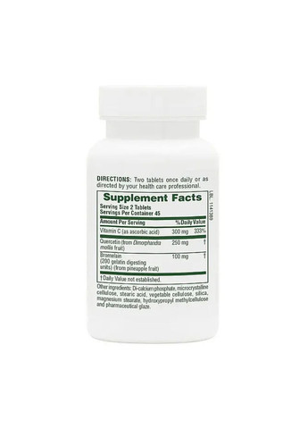 Добавка Quercetin + VIT C Bromelain - 90 tabs Nature's Plus (330105484)