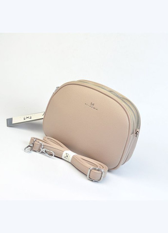 Бежева жіноча маленька овальна сумка крос боді на три відділення Alex&Mia (338182404)